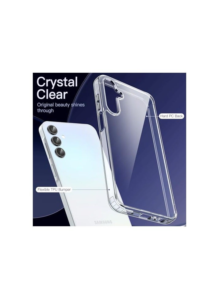 جي تيك حافظة JETech 3 في 1 لهاتف Samsung Galaxy A15 5G / 4G 6.5 بوصة، مع واقي شاشة من قطعتين، طبقة من الزجاج المقسى، غطاء واقٍ للهاتف مضاد للصدمات ظهر شفاف (شفاف) - Image 3