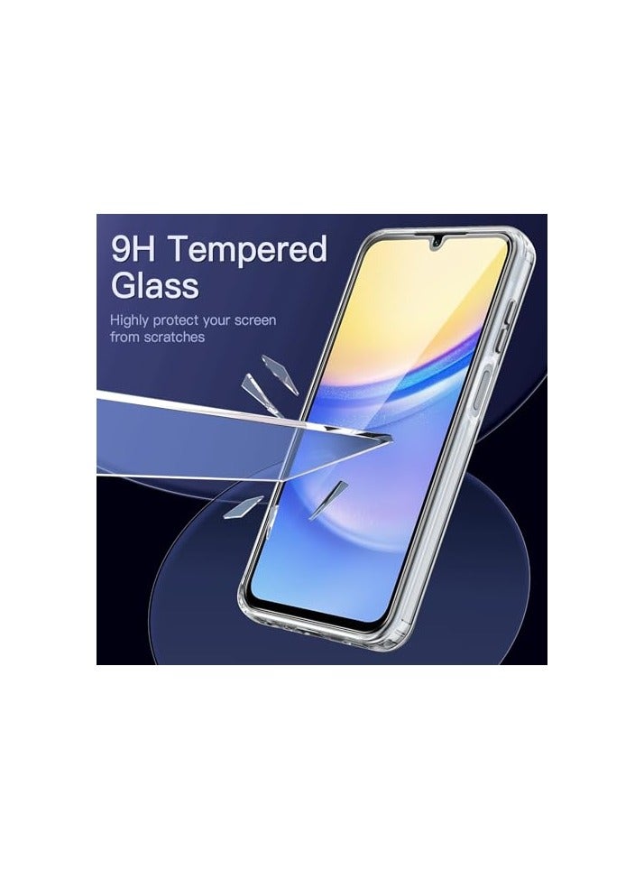 جي تيك حافظة JETech 3 في 1 لهاتف Samsung Galaxy A15 5G / 4G 6.5 بوصة، مع واقي شاشة من قطعتين، طبقة من الزجاج المقسى، غطاء واقٍ للهاتف مضاد للصدمات ظهر شفاف (شفاف) - Image 4