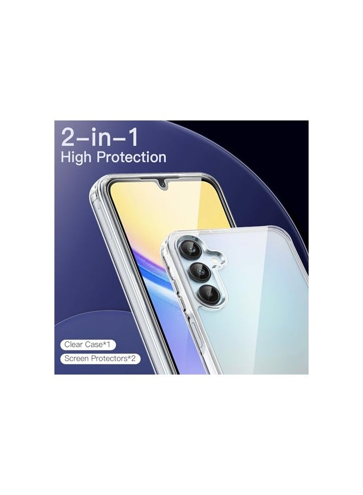 جي تيك حافظة JETech 3 في 1 لهاتف Samsung Galaxy A15 5G / 4G 6.5 بوصة، مع واقي شاشة من قطعتين، طبقة من الزجاج المقسى، غطاء واقٍ للهاتف مضاد للصدمات ظهر شفاف (شفاف) - Image 5