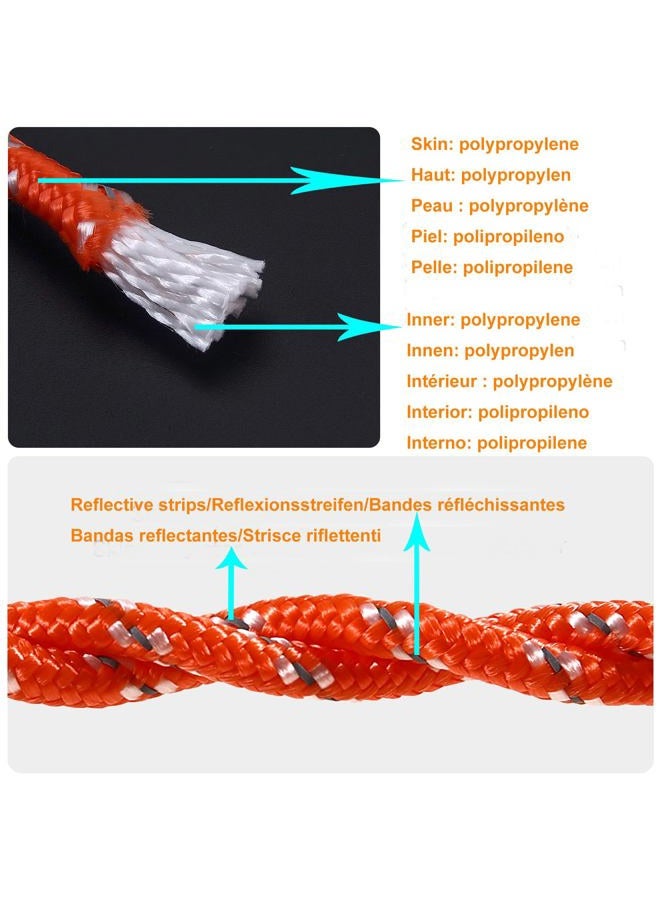 NorthPada 6mm x 10m Marine Floating Rope for Boating Fishing Rafting Camping Hiking Hunting Anchor Mooring Dock Lines Kayak Canoe Rescue Reflective Orange - Image 2