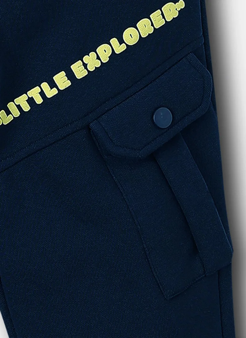 Nautinati Nautinati Boys Typography Print Fleece Cargo-Pocket Joggers In Navy