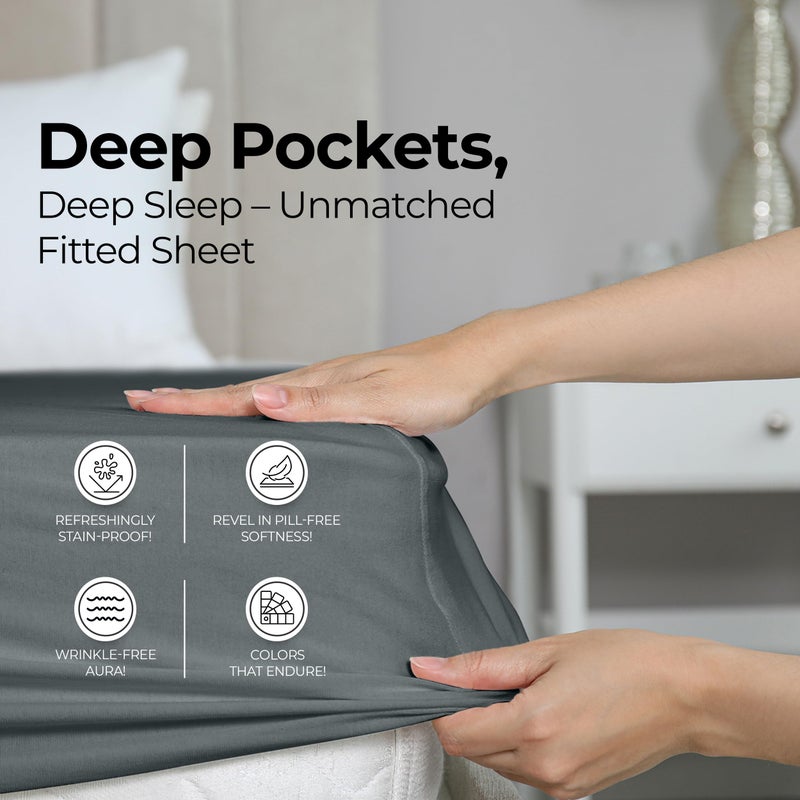 Utopia Bedding Twin XL Fitted Sheet - Bottom Sheet - Deep Pocket - Soft Microfiber - Shrinkage and Fade Resistant - Easy Care -1 Fitted Sheet Only (Grey) - Image 4