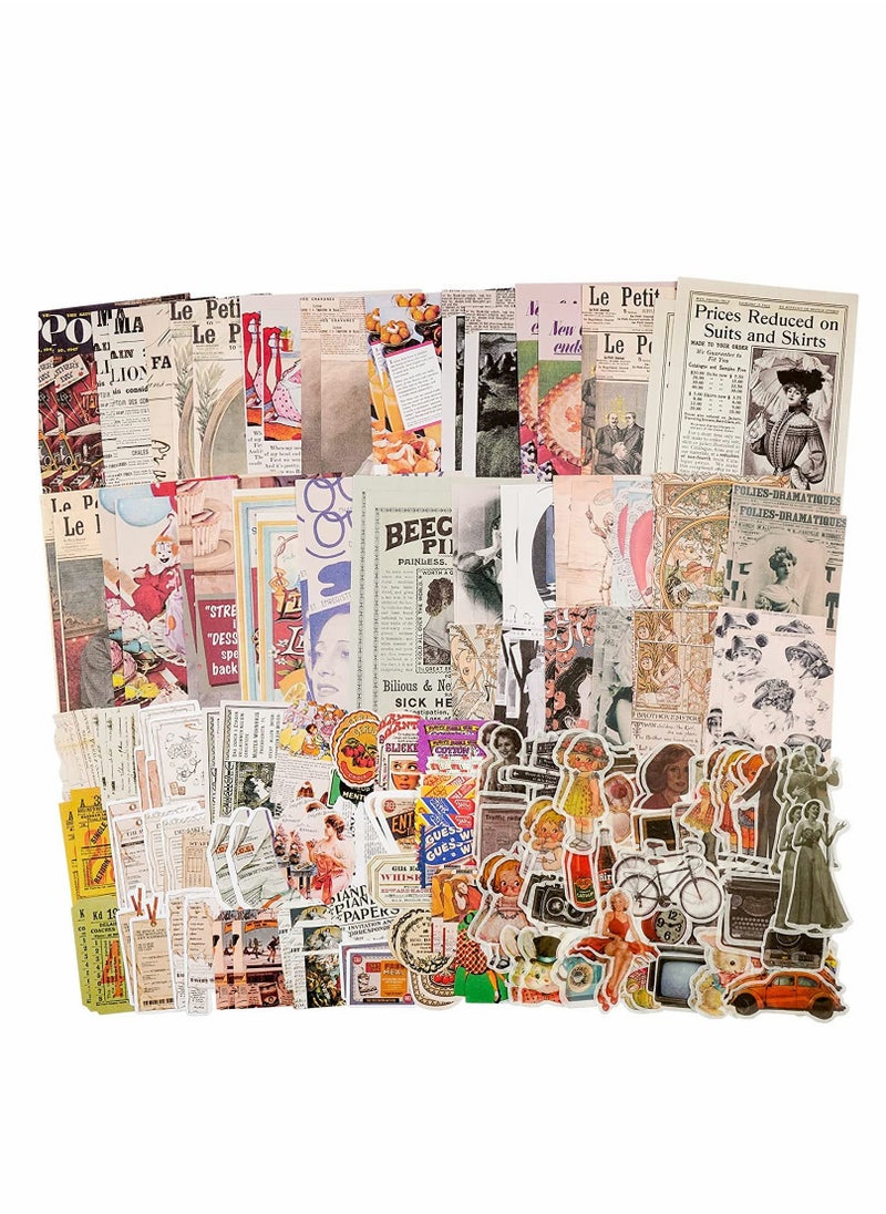 KASTWAVE Vintage Scrapbook Supplies Pack for Art Journaling Bullet Junk Journal Planners DIY Paper Stickers Craft Kits Notebook Collage Album Aesthetic Cottagecore Picture Frames (200 Pieces) (Retro Memory)  - Image 1