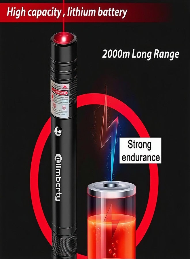 كلايماتي مؤشر ليزر أحمر قابل لإعادة الشحن عبر منفذ USB من Climberty®، قلم ليزر عالي الطاقة بمدى 2000 متر، لعبة ليزر للقطط، مؤشر ليزر أحمر بعيد المدى للعروض التقديمية، ومراقبة النجوم، والمشي لمسافات طويلة (ضوء أحمر) - Image 5