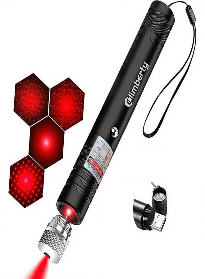كلايماتي مؤشر ليزر أحمر قابل لإعادة الشحن عبر منفذ USB من Climberty®، قلم ليزر عالي الطاقة بمدى 2000 متر، لعبة ليزر للقطط، مؤشر ليزر أحمر بعيد المدى للعروض التقديمية، ومراقبة النجوم، والمشي لمسافات طويلة (ضوء أحمر) - Image 1