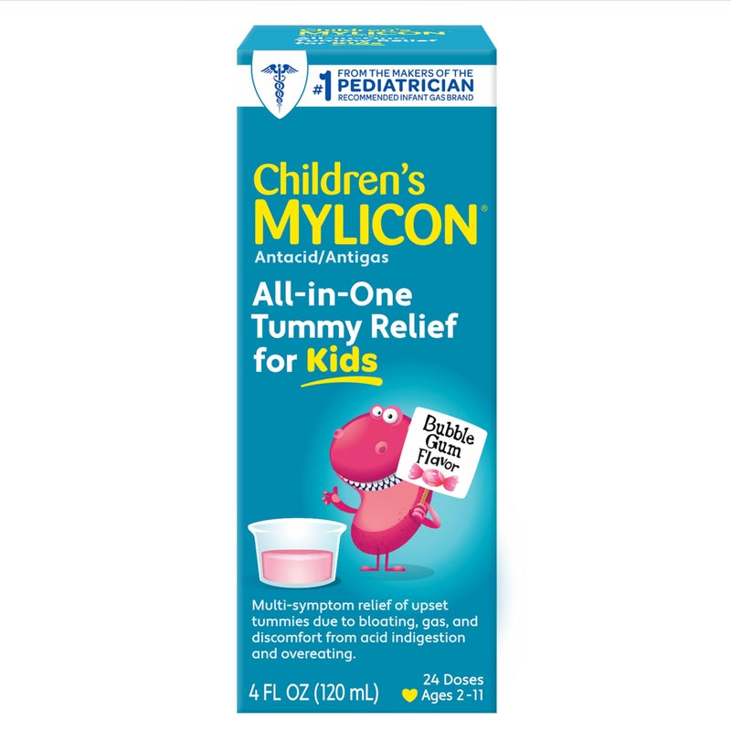 Mylicon Children's Mylicon All-in-One Tummy Relief Liquid For Indigestion for Kids, Bubble Gum Flavor, 4oz - Image 1