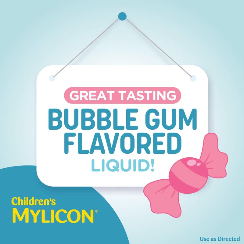 Mylicon Children's Mylicon All-in-One Tummy Relief Liquid For Indigestion for Kids, Bubble Gum Flavor, 4oz - Image 3