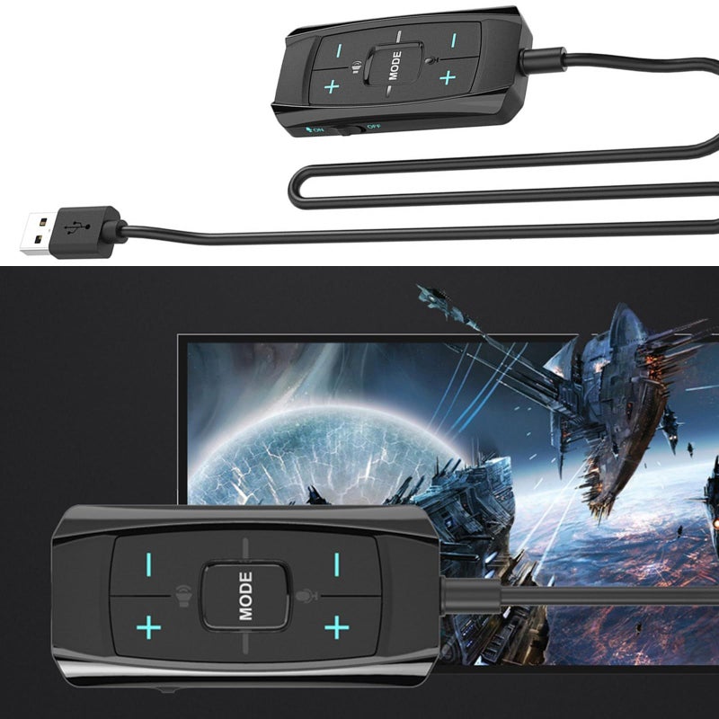 7 1 بطاقة صوت خارجية USB محيطة افتراضية للألعاب مع إدارة صوت سهلة للسماعة والميكروفون - Image 3