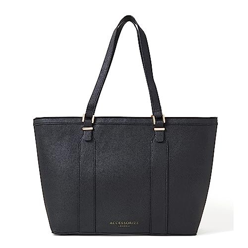 Accessorize London Women's Black Large Structured Laptop Tote for office use | Bags for women | Ladies Purse Handbag| Tote Bags for Women For Office Use, Work - Image 1