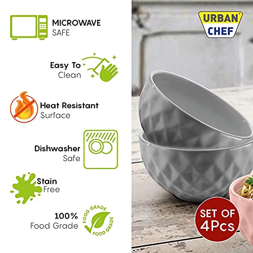 URBAN CHEF Ceramic Bowl | 500 ml | Kitchen Accessories Items for Home, Serving Bowl,Bowl Set for Gift, Microwave Safe Bowl Set, Ice Cream Bowl, Prism Ceramic Handcrafted (Set of 4 - Colour May Vary) - Image 2