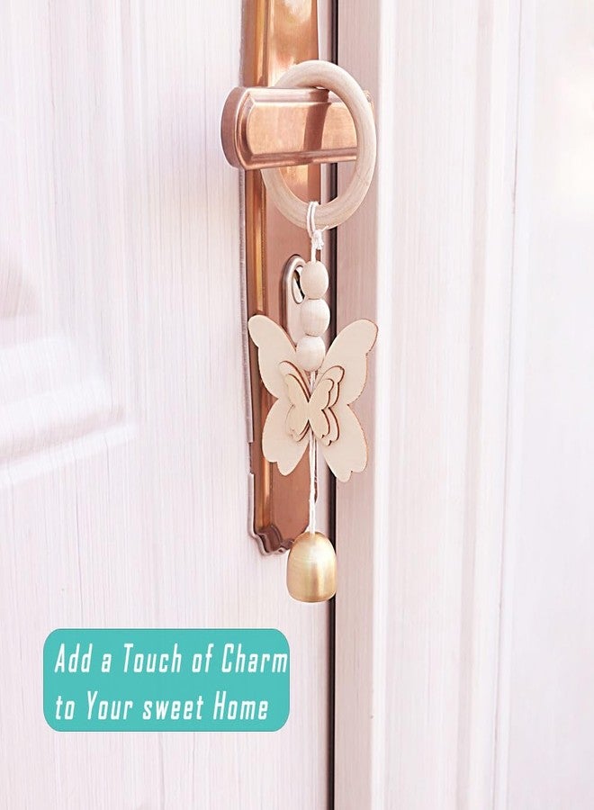 Afiaiwei Butterfly Door Opening Bell Wooden Ring Shop Keepers Bell for Door Opening Door Chime Hanging Bell for Door Entrance Door Decoration Bell Good Luck Hanging Bell for Home Restraurant - Image 2