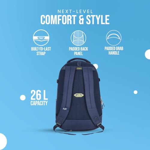 Skybags Network Pro 26 Liters Backpack with Laptop Compatible for Men & Women, Rain Cover, Cushioned Shoulder Strap & Fabric Bottle Holder On The Side (Blue) - Image 5