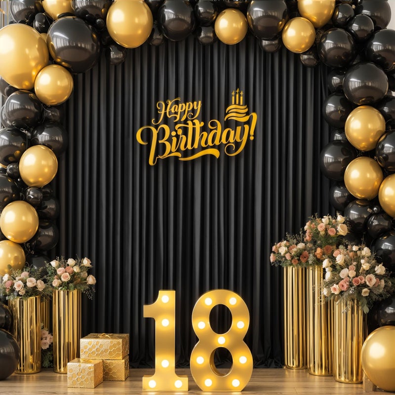 Suppromo 4 Panels Black Backdrop Curtain for Parties Black Wrinkle Free 20ft x 10ft Backdrop Drapes for Birthday Party Wedding Photo Photography Polyester Fabric Background Decoration - Image 5