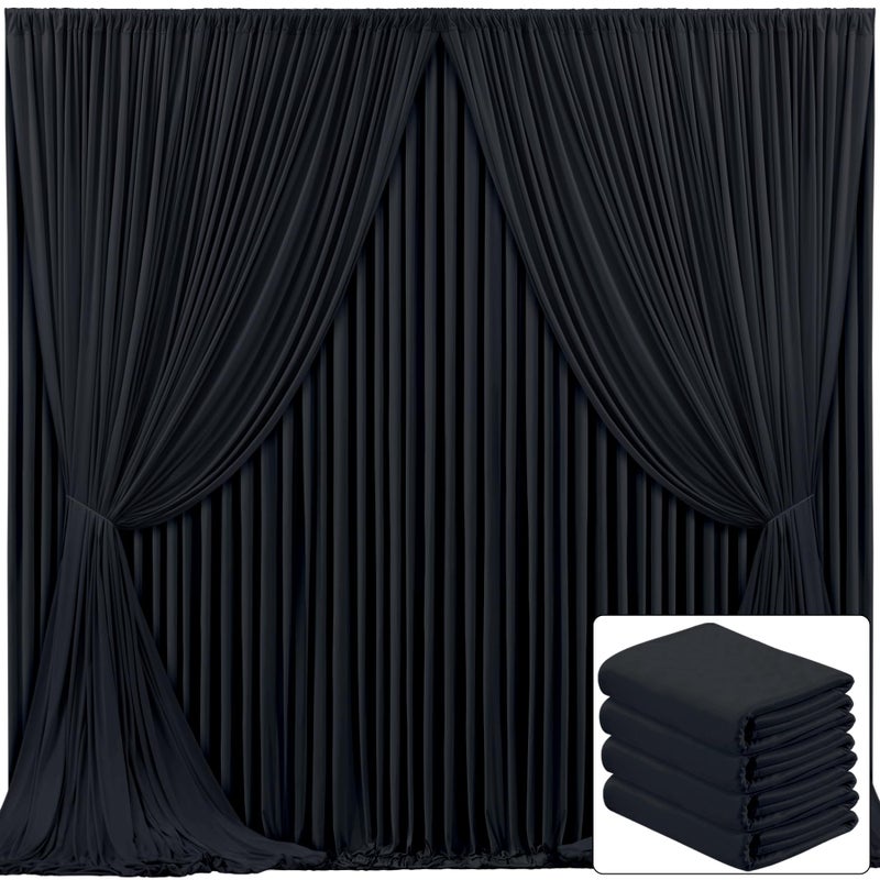Suppromo 4 Panels Black Backdrop Curtain for Parties Black Wrinkle Free 20ft x 10ft Backdrop Drapes for Birthday Party Wedding Photo Photography Polyester Fabric Background Decoration - Image 1