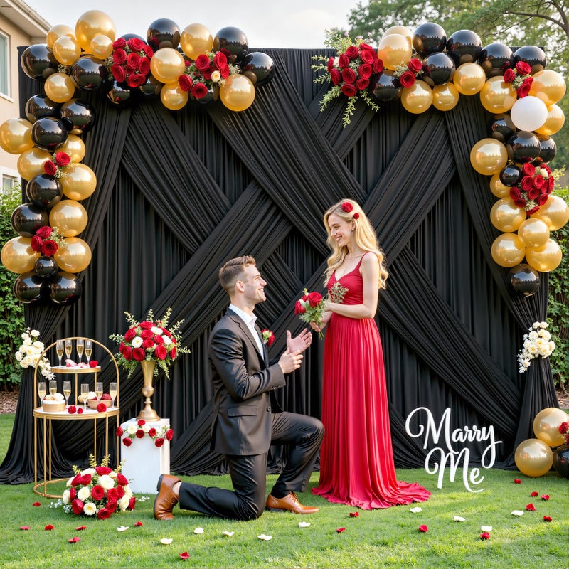 Suppromo 4 Panels Black Backdrop Curtain for Parties Black Wrinkle Free 20ft x 10ft Backdrop Drapes for Birthday Party Wedding Photo Photography Polyester Fabric Background Decoration - Image 2