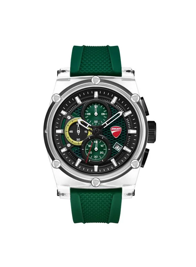 Ducati DT010 Green Dial Green Silicone Strap Chronograph Watch for Men - 56mm