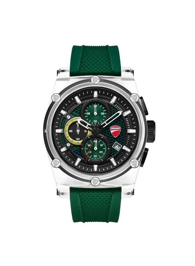 Ducati DT010 Green Dial Green Silicone Strap Chronograph Watch for Men - 56mm - Image 1