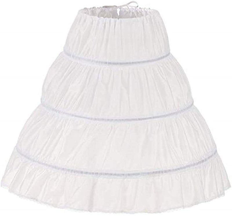 Kumeng Girls' 3 Hoops Petticoat Full Slip Flower Girl Crinoline Skirt (White,7-13 Years) - Image 1