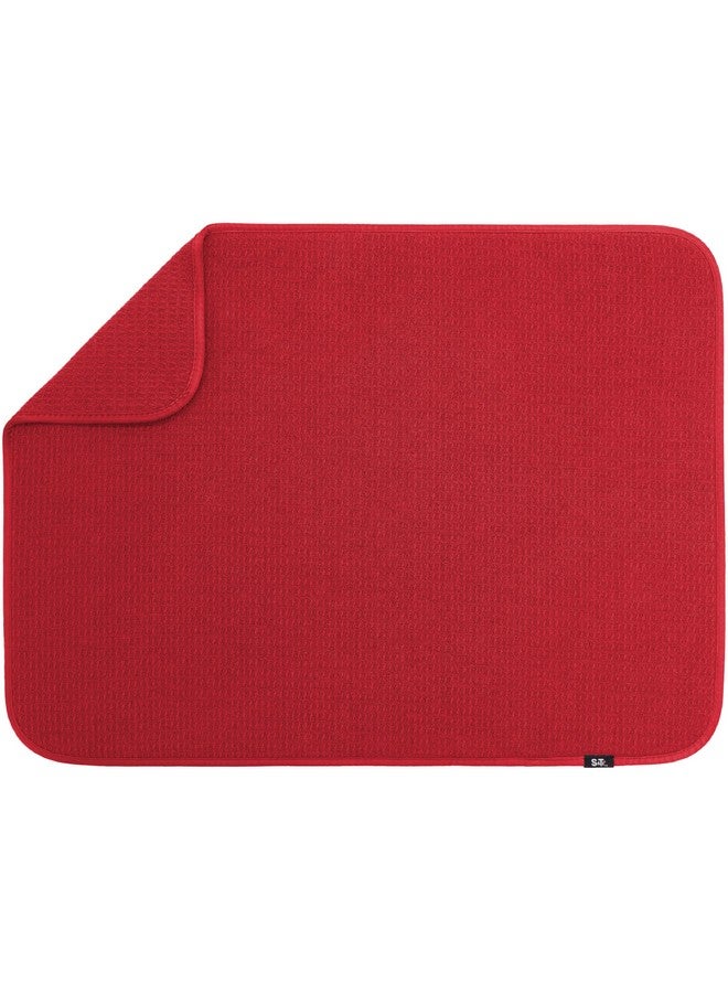S&T INC. S&T INC. Dish Drying Mat XL, Highly Absorbent Microfiber Kitchen Counter Mat, Dish Drying Pad for Dishes, Utensils, Pots and Pans, Extra Large 18" x 24", Red  - Image 1