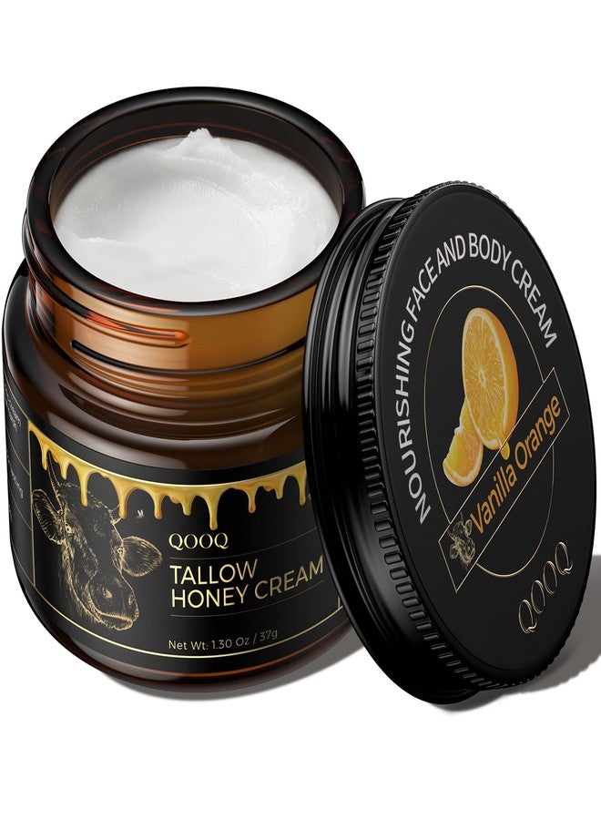 QOOQ 100% Grass Fed Beef Tallow for Skin with Raw Honey & Beach Rose Oil - for Sensitive & Eczema Skin - Natural Face/Body Butter + Lip Balm, Orange, 1.3 oz - Image 1