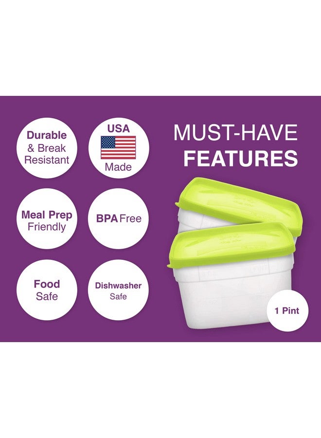 Arrow Home Products 1 Pint Freezer Containers for Food Storage, 10 Pack with Lids - USA Made Reusable Plastic Food Storage Containers - Prep, Store and Freeze - BPA Free, Dishwasher Safe - Image 3