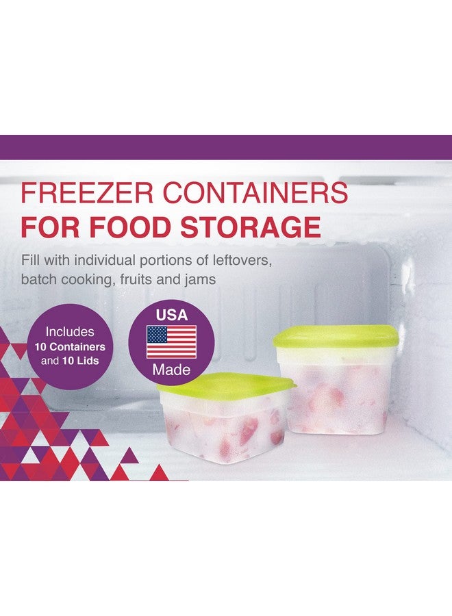 Arrow Home Products 1 Pint Freezer Containers for Food Storage, 10 Pack with Lids - USA Made Reusable Plastic Food Storage Containers - Prep, Store and Freeze - BPA Free, Dishwasher Safe - Image 2