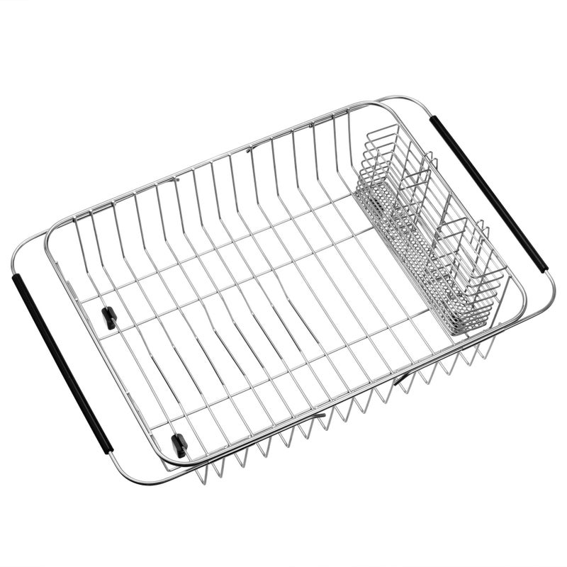 iPEGTOP Expandable Dish Drying Rack with Rustproof Stainless Steel Utensil Cutlery Holder  Over Sink Dish Rack Basket Shelf  Dish Drainer in Sink or On Counter - Image 1