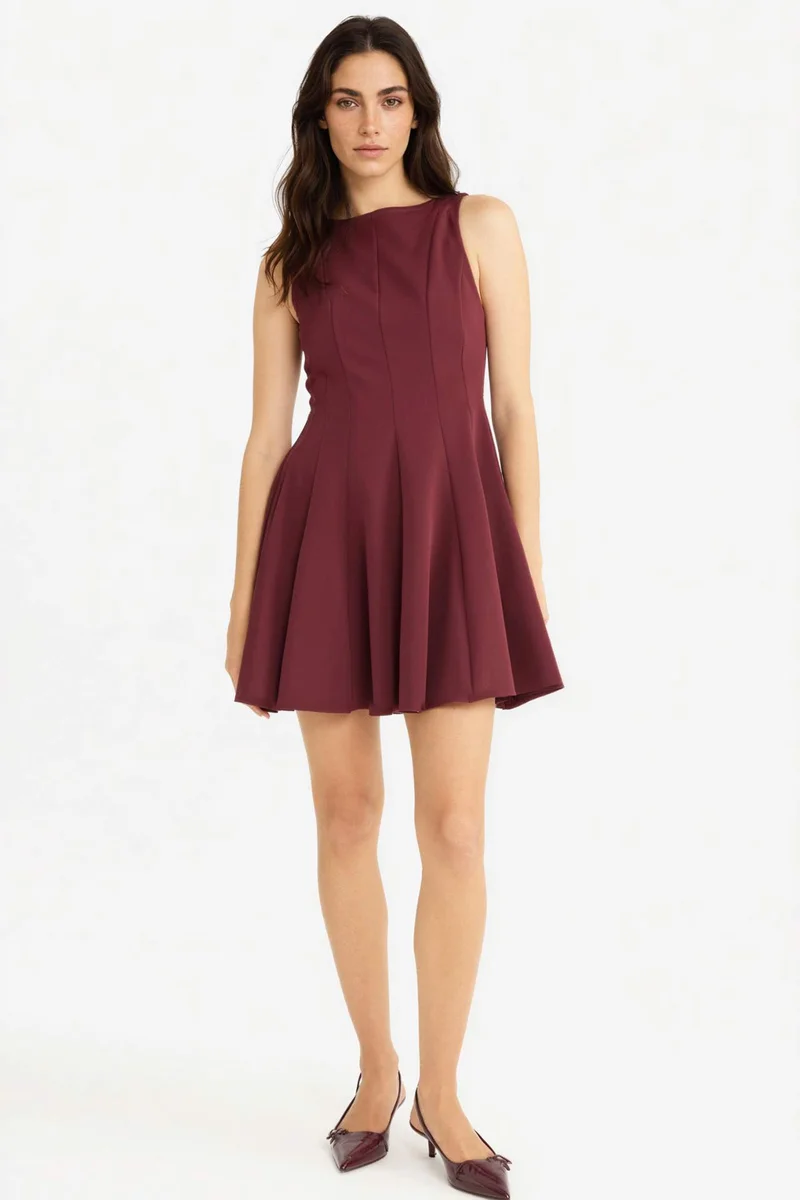 ديفاكتو Boat Collar Sleeveless Mini Dress