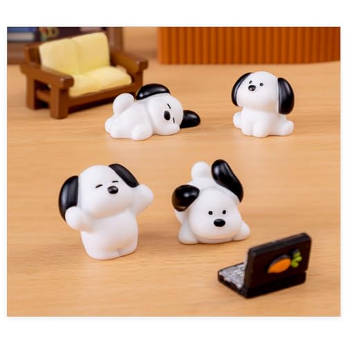 Zytiqt 6Pcs Miniature Decorative Items, Puppy Miniature Toys for Home Decor, Office Table, Car Dashboard, Unique Gift for Girlfriend, Black and White ﻿ - Image 1