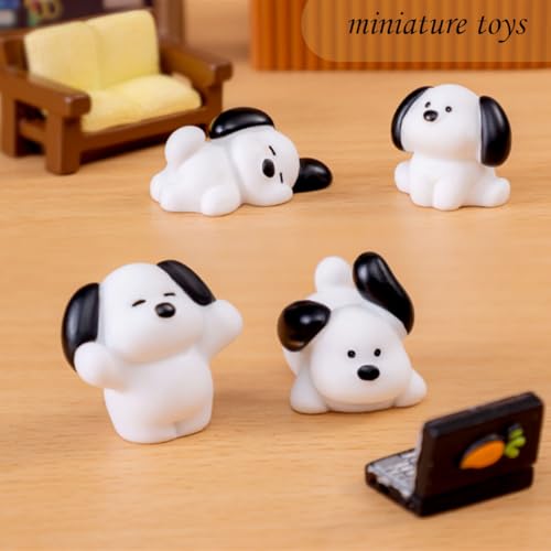 Zytiqt 6Pcs Miniature Decorative Items, Puppy Miniature Toys for Home Decor, Office Table, Car Dashboard, Unique Gift for Girlfriend, Black and White ﻿ - Image 3