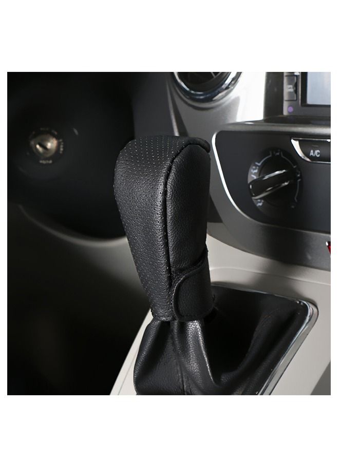 Generic Car Gear Cover Leather, Shift Cover, Pure Handmade Car Gear Handle Cover, Interior Decoration Automotive Supplies, High-Grade Dress (Black) - Image 2
