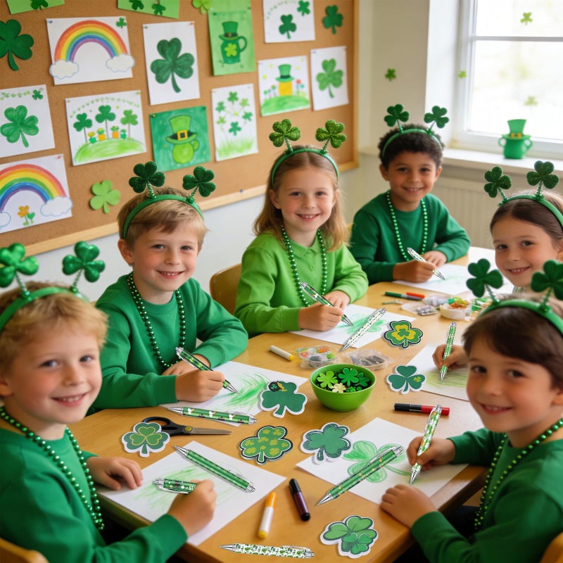 Zenoble 108Pcs St. Patrick's Day Pens and Sticky Notes Bulk Green Shamrock Sticky Note with Ribbons Coworkers Gifts for St. Patrick's Day Stationary Office Classroom Party Favors - Image 5
