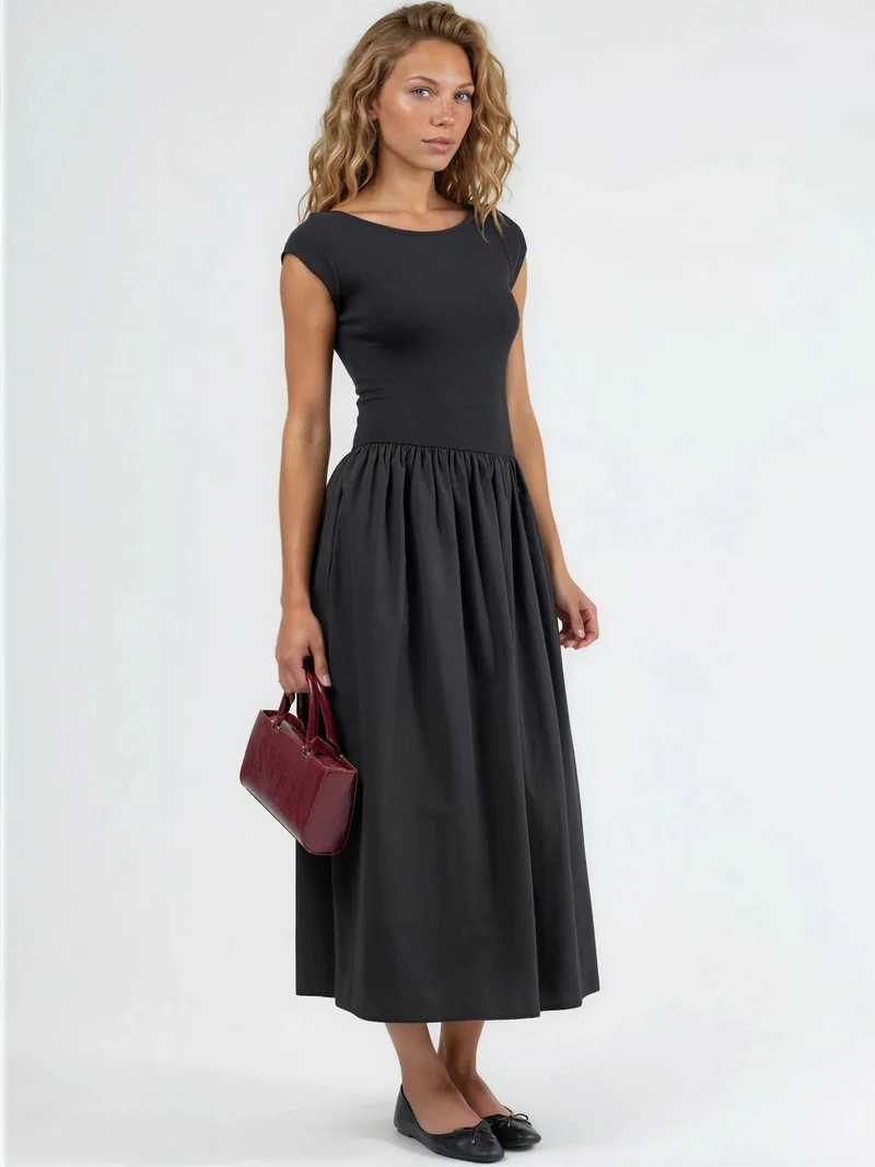 Busem BUSEM Casual Midi Dress with Crew Neck