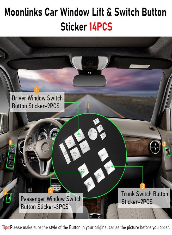 Moonlinks Replacement Interior Door Window Switch Button Cover Compatible with Mercedes Benz A B C E G GLA CLA GLK GL ML GLE Class W204 W212 W246 W166 X166 X204 Tesla Modle X S 14 - Image 2