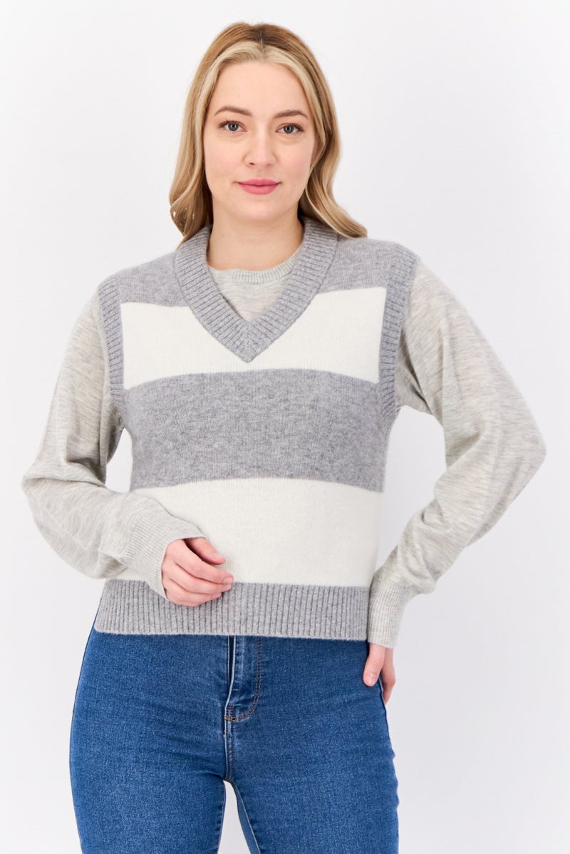 ESPRIT Women Yarn Dye Pattern Knitted Vest, Multicolor - Image 1