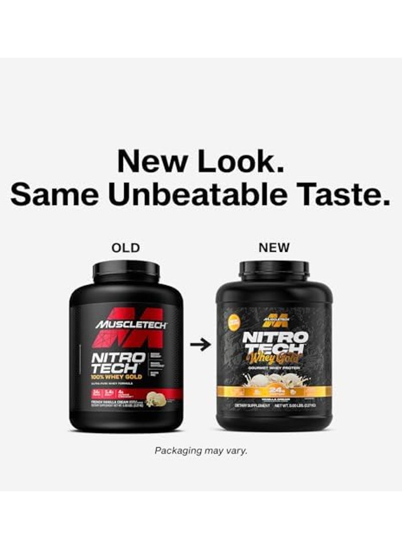 MuscleTech Nitro Tech Whey Gold Gourmet Whey Protein - 24g Protein - 5.4g BCAAs - Vanilla Cream Flavor - Dietary Supplement - Net Wt 5.00 lbs (2.27kg) - Image 4
