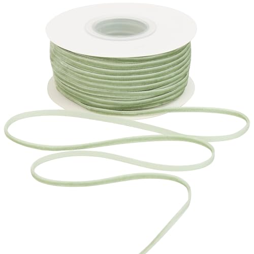 MAYREEL 18 Inch Sage Green Velvet Ribbon Thin Olive Green Vintage Ribbon for Wedding Invitations Gift Wrapping Party Favor Boxes 50 Yards