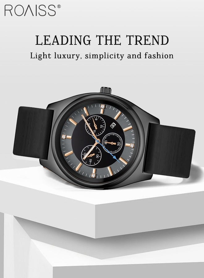 رويس ساعة كوارتز نسائية بحزام السيليكون بقرص دائري مع أقراص فرعية مزخرفة، ساعة يد فاخرة ومضيئة مقاومة للماء كهدية للسيدات - Image 3