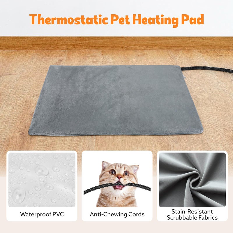 Tovve Heated Cat House for Indoor, Large Cat Bed with Heating Pad, Adjustable Temperature & Timing, with Fluffy Ball Hanging and Scratch Pad, Foldable Pet Hideaway for Small Medium and Large Catsï¼ˆXLï¼‰ - Image 5
