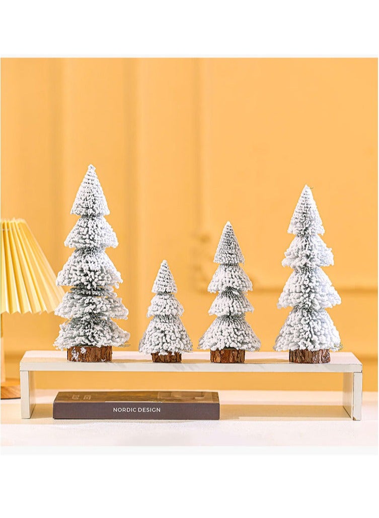 Generic Small Snow Christmas Tree with Lights Mini Christmas Tree Table Top Decorations Desktop Miniature Pine Tree Xmas Holiday Decor 4 Pcs  - Image 3