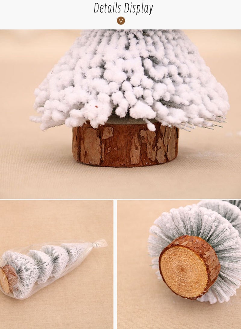 Generic Small Snow Christmas Tree with Lights Mini Christmas Tree Table Top Decorations Desktop Miniature Pine Tree Xmas Holiday Decor 4 Pcs  - Image 4