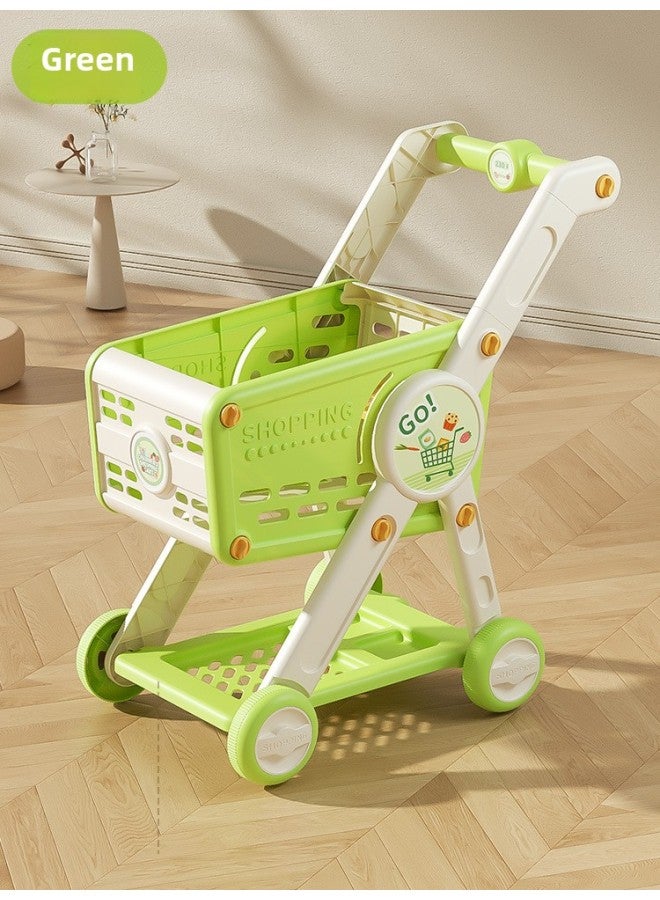 Children's Shopping Cart Simulation Toys Girls Play House Suit Supermarket Trolley Little Girls 3-6 Years Old 4 Trolley-Color:Large Green Naked Car 【e-commerce Packaging, Non-color Box】】 - Image 1