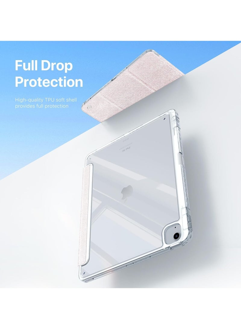 عام العلبة المتوافقة مع iPad Air 13 (2024) بحجم 13.0 إنش، علبة جلدية PU ثلاثية الطي مع حامل قلم مدمج وغطاء خلفي شفاف للحماية مع وظيفة التشغيل/السكون التلقائي. - Image 4