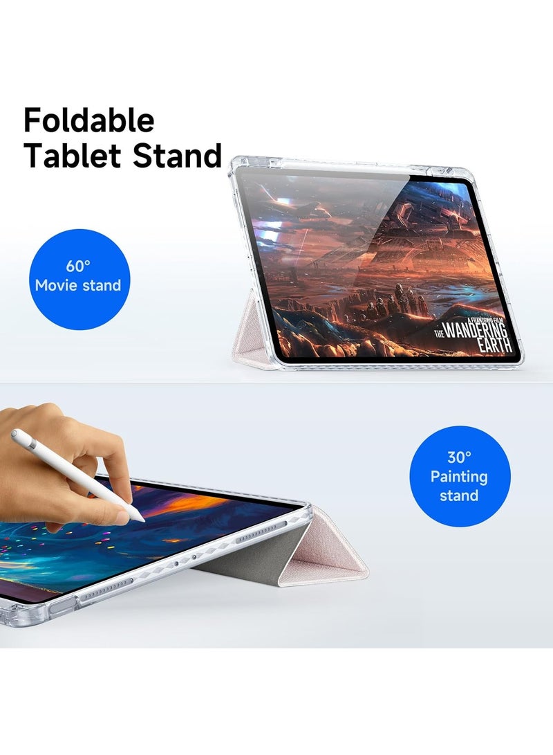 عام العلبة المتوافقة مع iPad Air 13 (2024) بحجم 13.0 إنش، علبة جلدية PU ثلاثية الطي مع حامل قلم مدمج وغطاء خلفي شفاف للحماية مع وظيفة التشغيل/السكون التلقائي. - Image 2