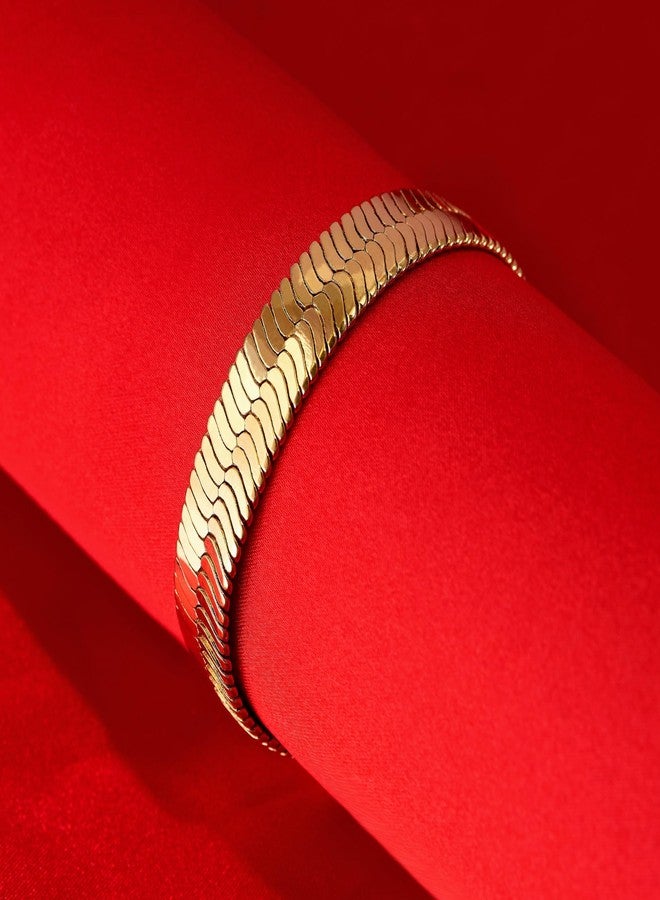 LIFETIME JEWELRY Luxury 24k Real Gold Plated Bracelet Herringbone Bracelet Women Bracelet or Mens Bracelet (8, 11mm) - Image 2