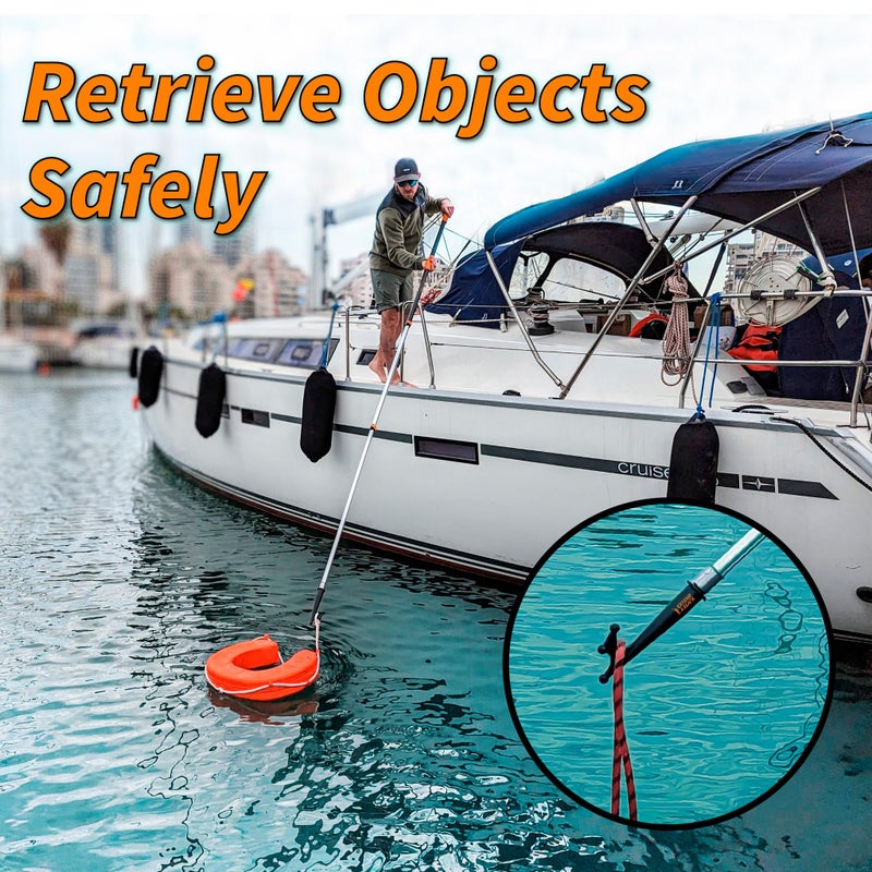 EXTEND-A-REACH Telescoping Boat Hook Pole for Docking // 5-12 ft Extension Push Pole for Boating // Aluminium Dock Pole with Hook // Multi-Purpose Telescopic Pole: Non-Slip, Durable, Floating, Lightweight & Sturdy - Image 4