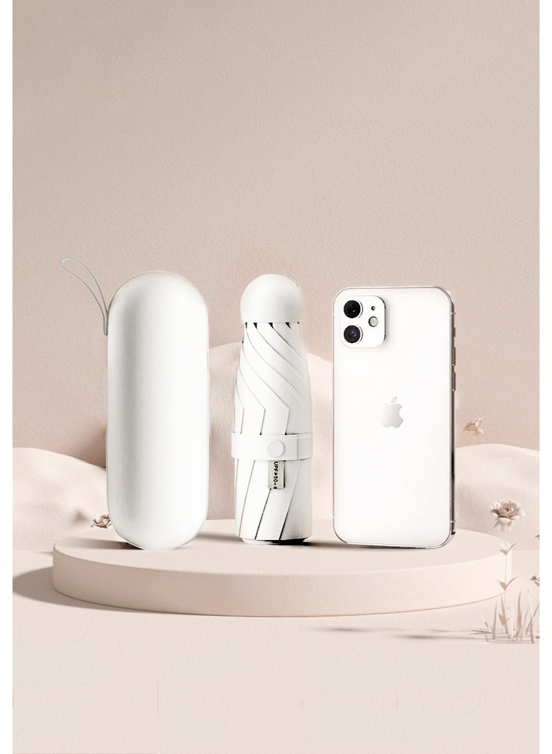 Haidue Small Folding Capsule Sunblock Umbrella,White - Image 5