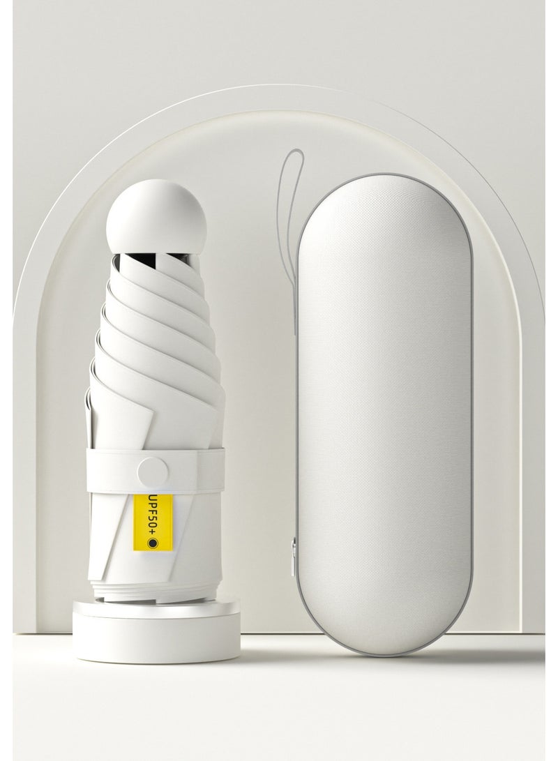 Haidue Small Folding Capsule Sunblock Umbrella,White - Image 1