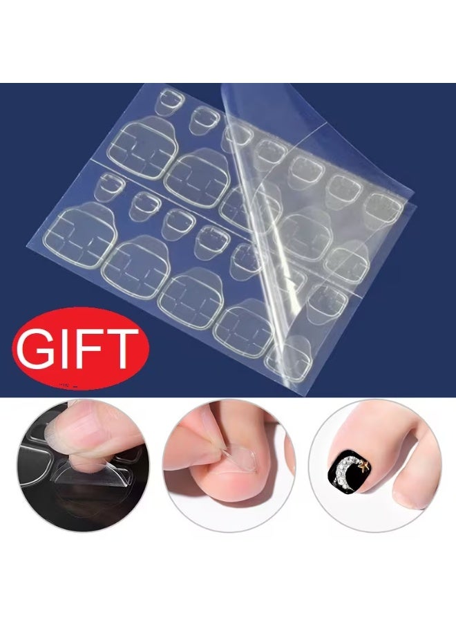 LANGMANNI 24Pcs Pink Glitter Ombre Press On Toenails, Short Square Fake Toe Nails with Sparkle, Detachable Reusable Wearable False Nails for Women - Image 3