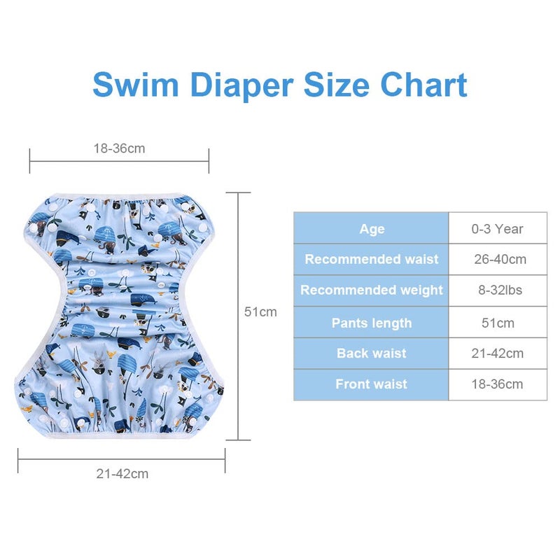 Vicloon Vicloon Swimming Nappy Reusable, 2 Packs Baby Swim Nappy Comfortable Swim Nappies, Adjustable Size Washable Nappy for Swimming Lessons/Holiday - Image 2